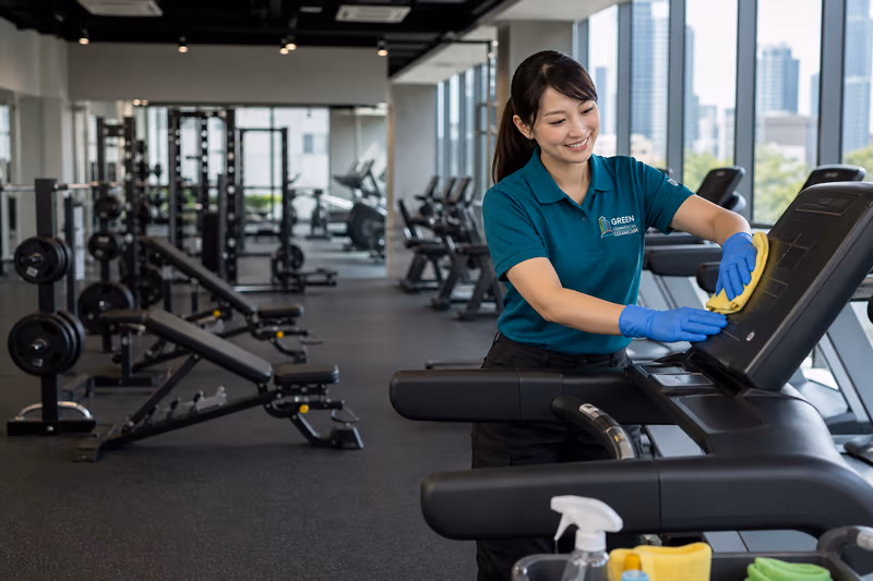 GCC Melbourne cleaner wiping a treadmill in a Melbourne gym