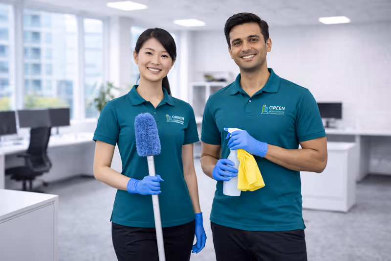 Commercial cleaner working in a modern Melbourne office